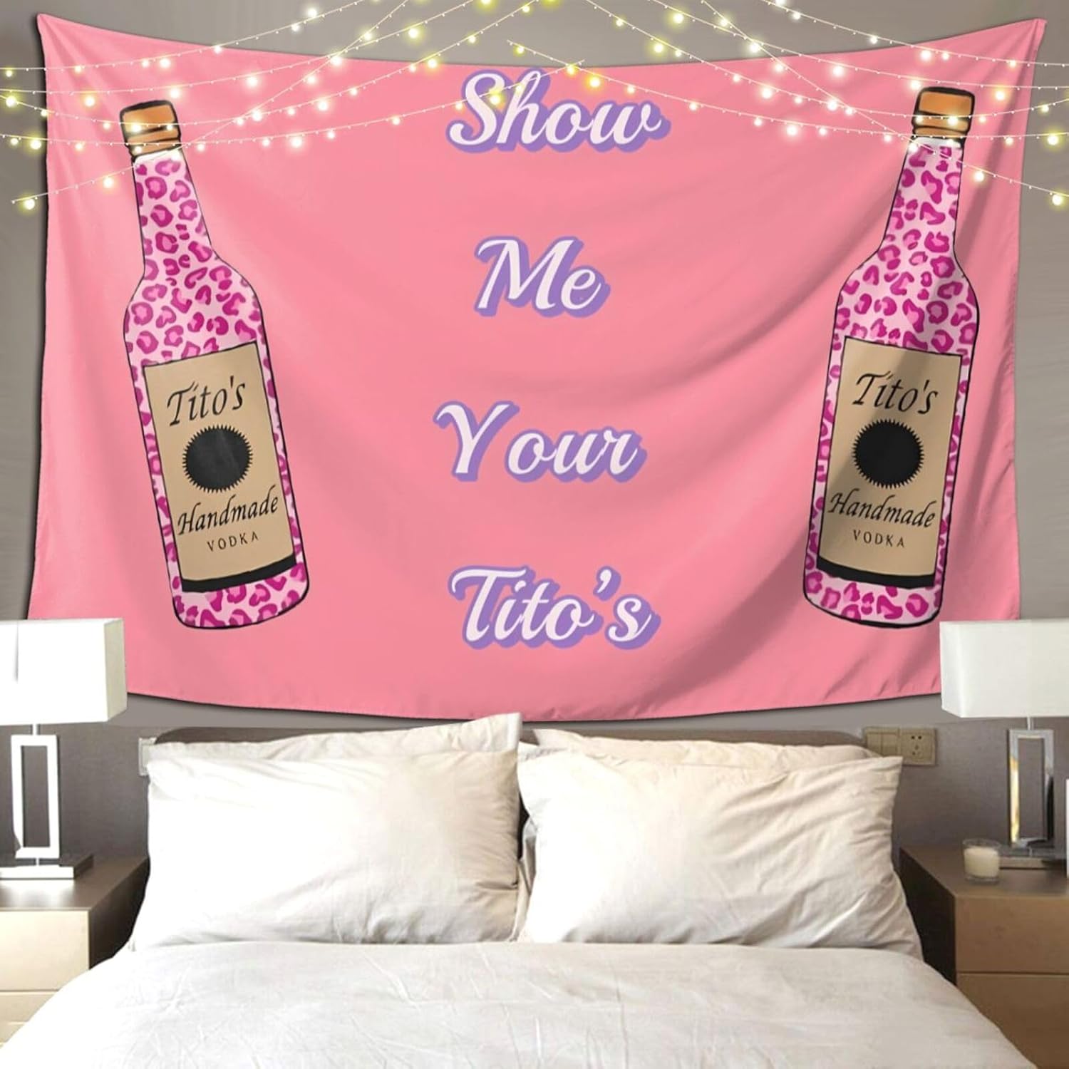 Smacget Tapiz rosa divertido y pequeño para adolescentes, decoración estética, tapiz para colgar en la pared, arte de pared, decoración de fiesta,