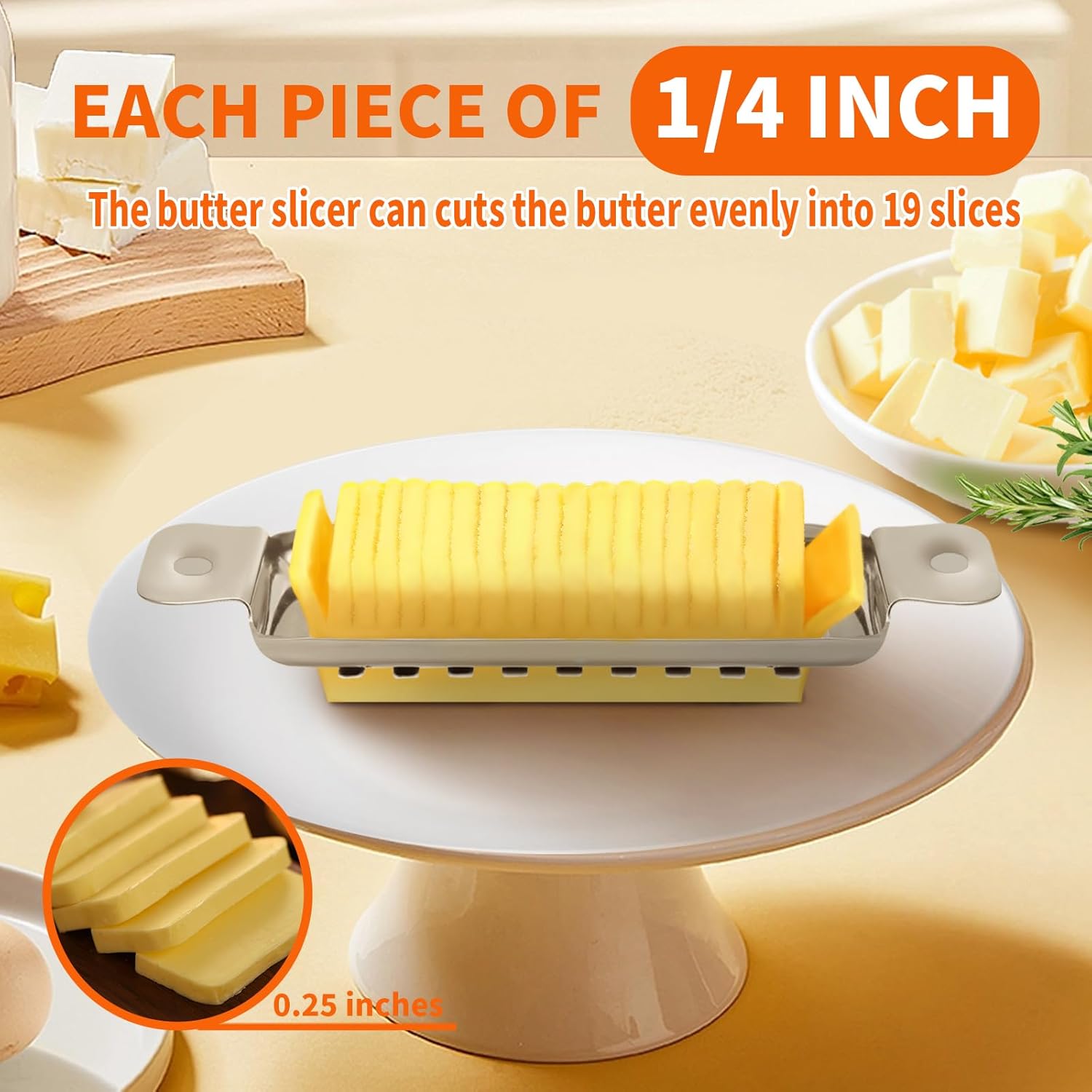 ENLOY – Cortador de queso multiusos de acero inoxidable, cortador de alimentos, cortador de queso con mango ergonómico para bloquear queso,