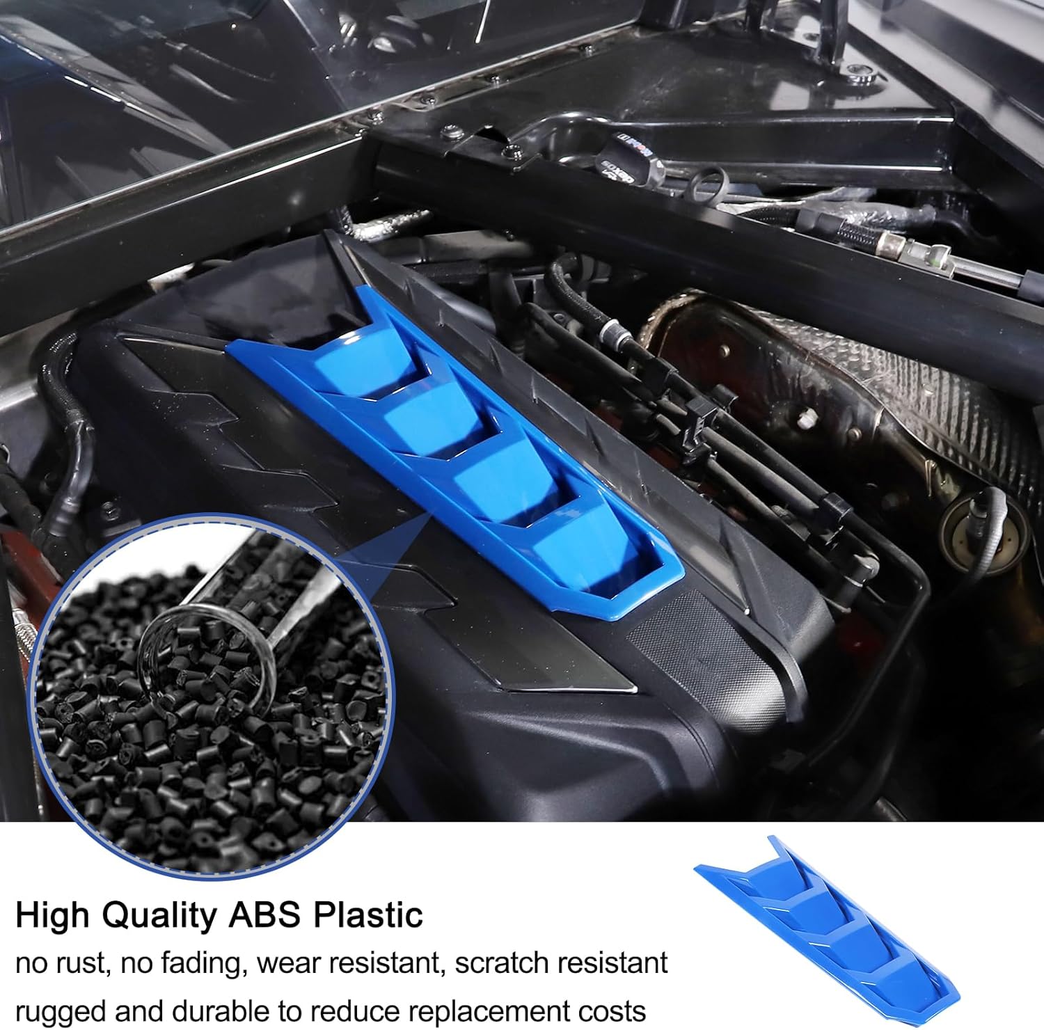 Cubierta de cubierta de motor compatible con Chevrolet Corvette C8 2020-2023, cubierta de panel de bahía de motor de plástico ABS (azul)