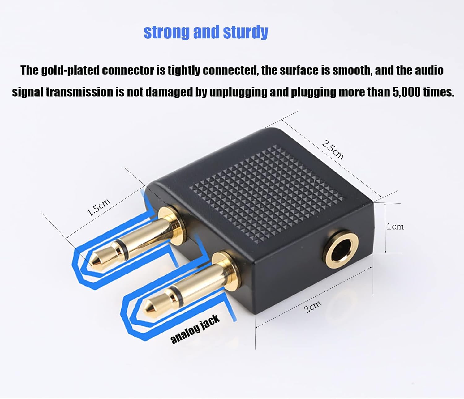 Adaptador de auriculares de avión, enchufe Airfly, conector estéreo dual de 0.138 in macho a hembra, adaptador de auriculares de línea aérea