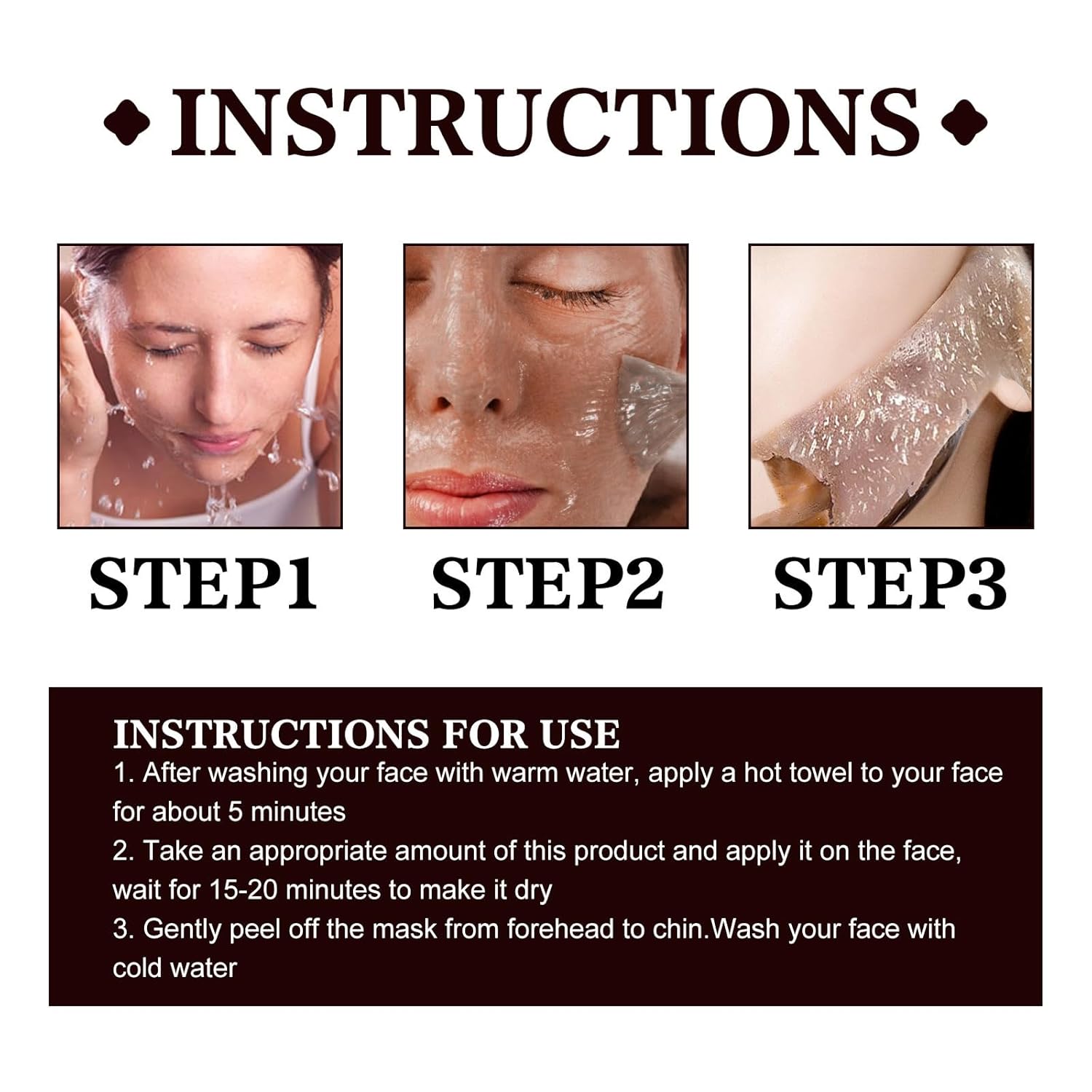 danlein Máscara de té negro, máscara de té negro, máscara facial de desollado de té negro, crema exfoliante reafirmante antienvejecimiento, limpieza