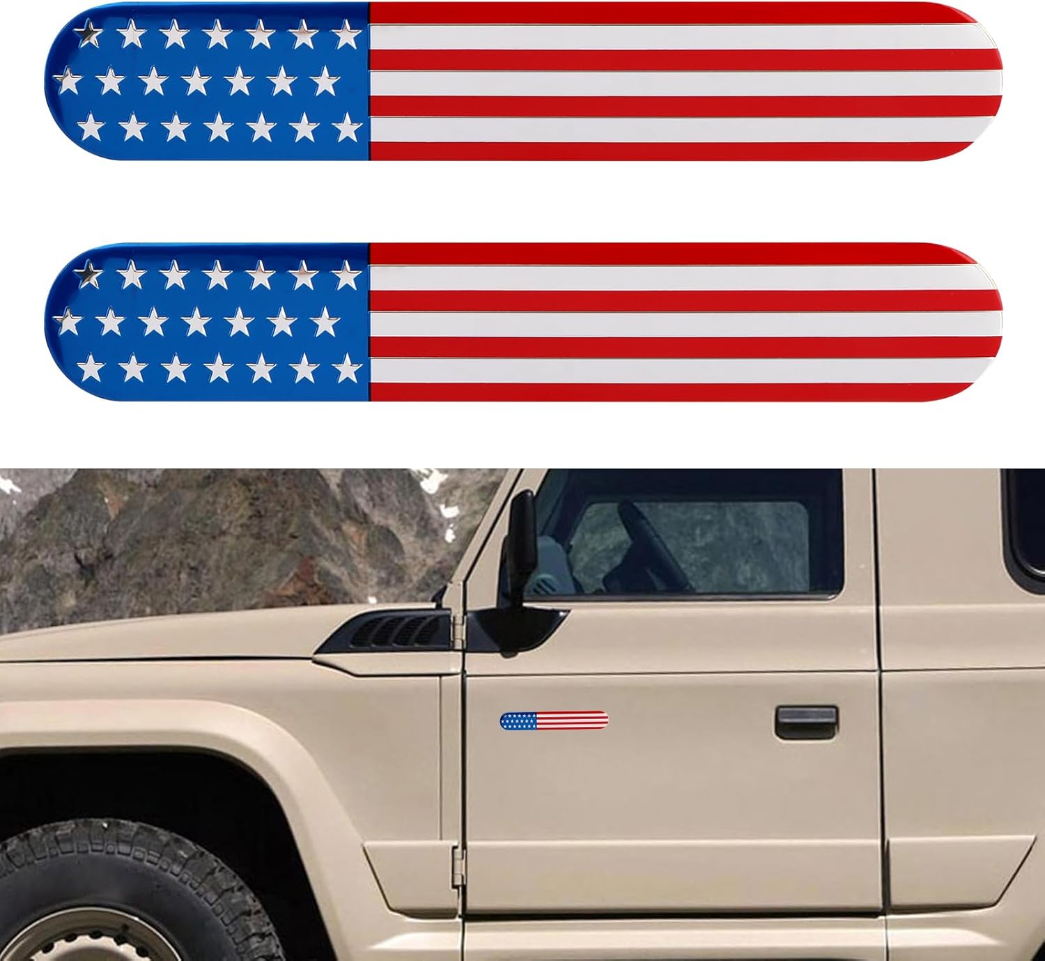 iayokocc 2 insignias de metal con la bandera estadounidense, calcomanía de automóvil para camión, accesorio para parachoques de automóvil,