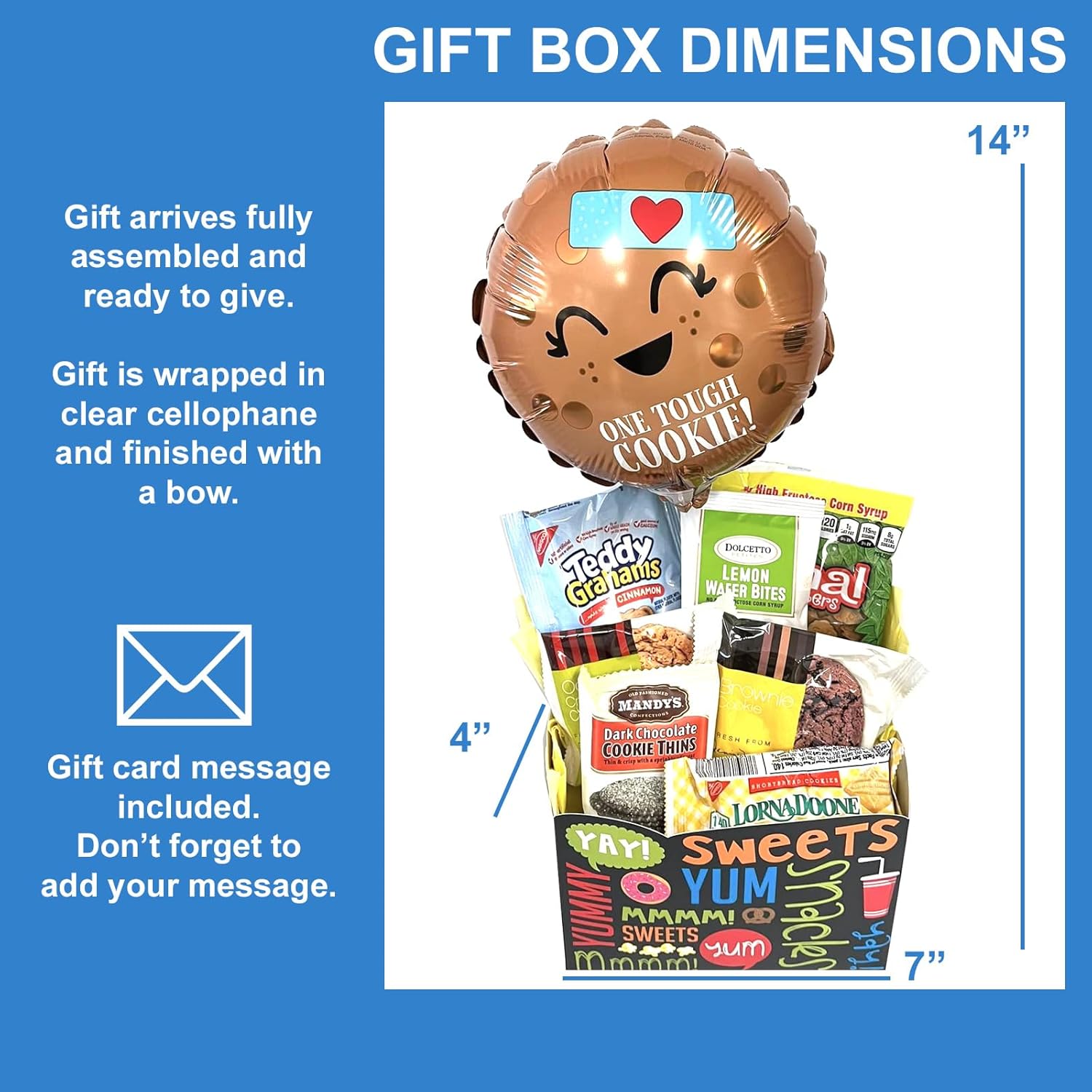 Una cesta de regalo de galletas resistente, caja de aperitivos con 7 deliciosas variantes de galletas, paquete de aperitivos bellamente empaquetado,