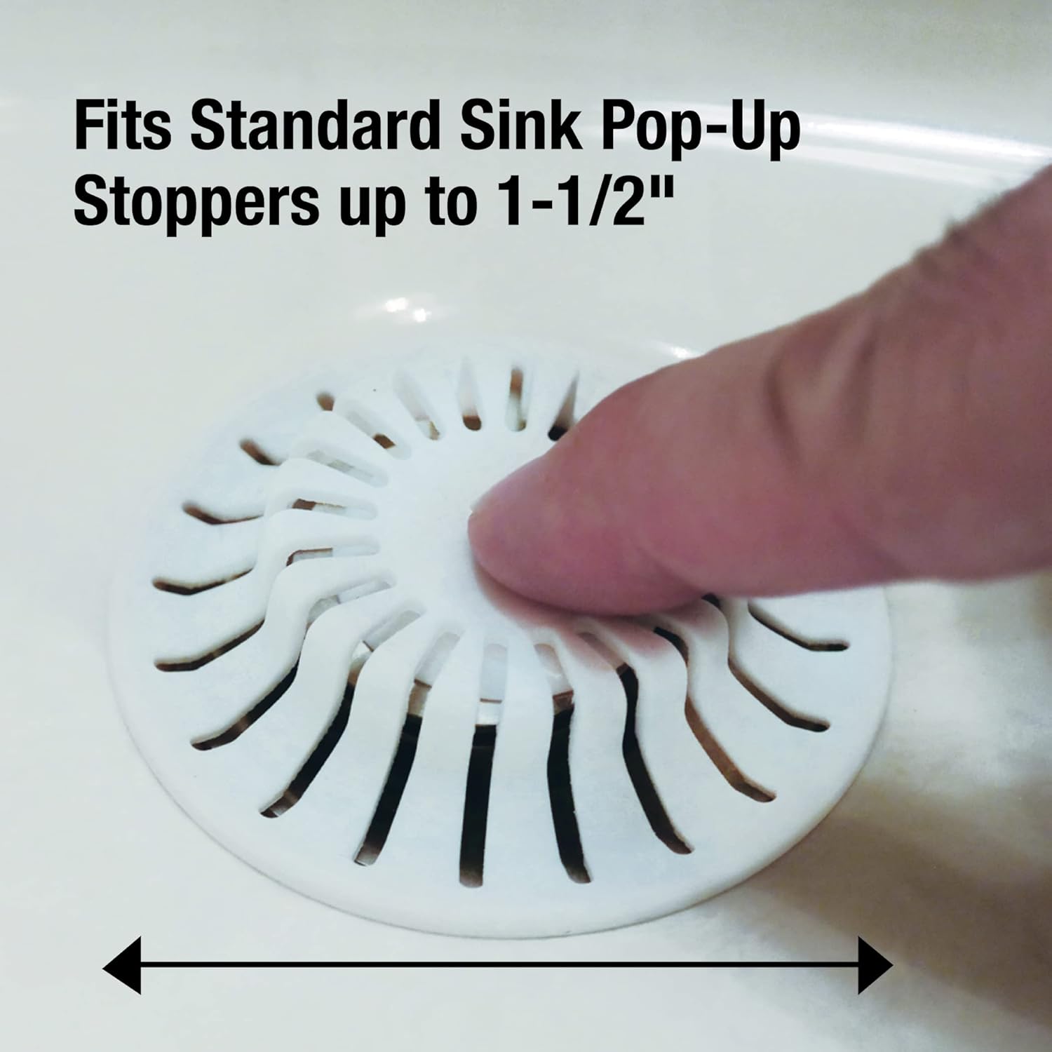 DANCO Colador universal para lavabo de baño con ventosa y trampa  Para tapones emergentes  Blanco  Paquete de 2 (10769)