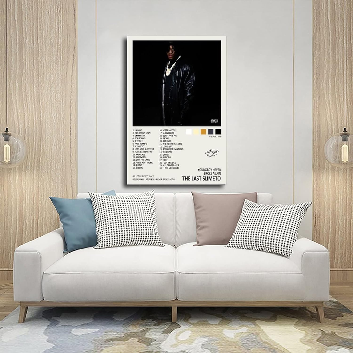 TOBIANG Póster de Youngboy The Last Slimeto – Póster de la portada del álbum de música firmado limitado, póster de lienzo para decoración de pared,