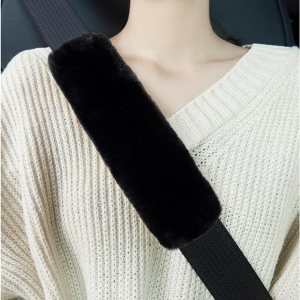 Kewucn 2 fundas para cinturón de seguridad de automóvil de piel de oveja auténtica, suave, mullida, cómoda, almohadilla para cinturón de seguridad Kewucn 2 fundas para cinturón de seguridad de automóvil de piel de oveja auténtica, suave, mullida, cómoda, almohadilla para cinturón de seguridad