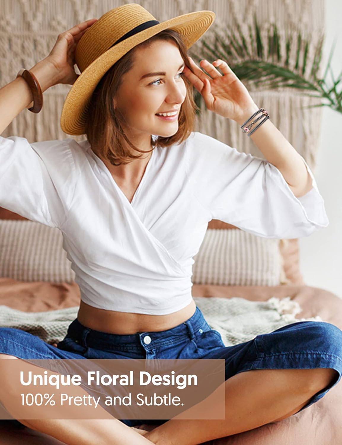 TOYOUTHS Pulsera floral compatible con Fitbit Versa 4Versa 3Sense 2Sense Band para mujeres y niñas, correa trenzada de flores de margarita bohemia