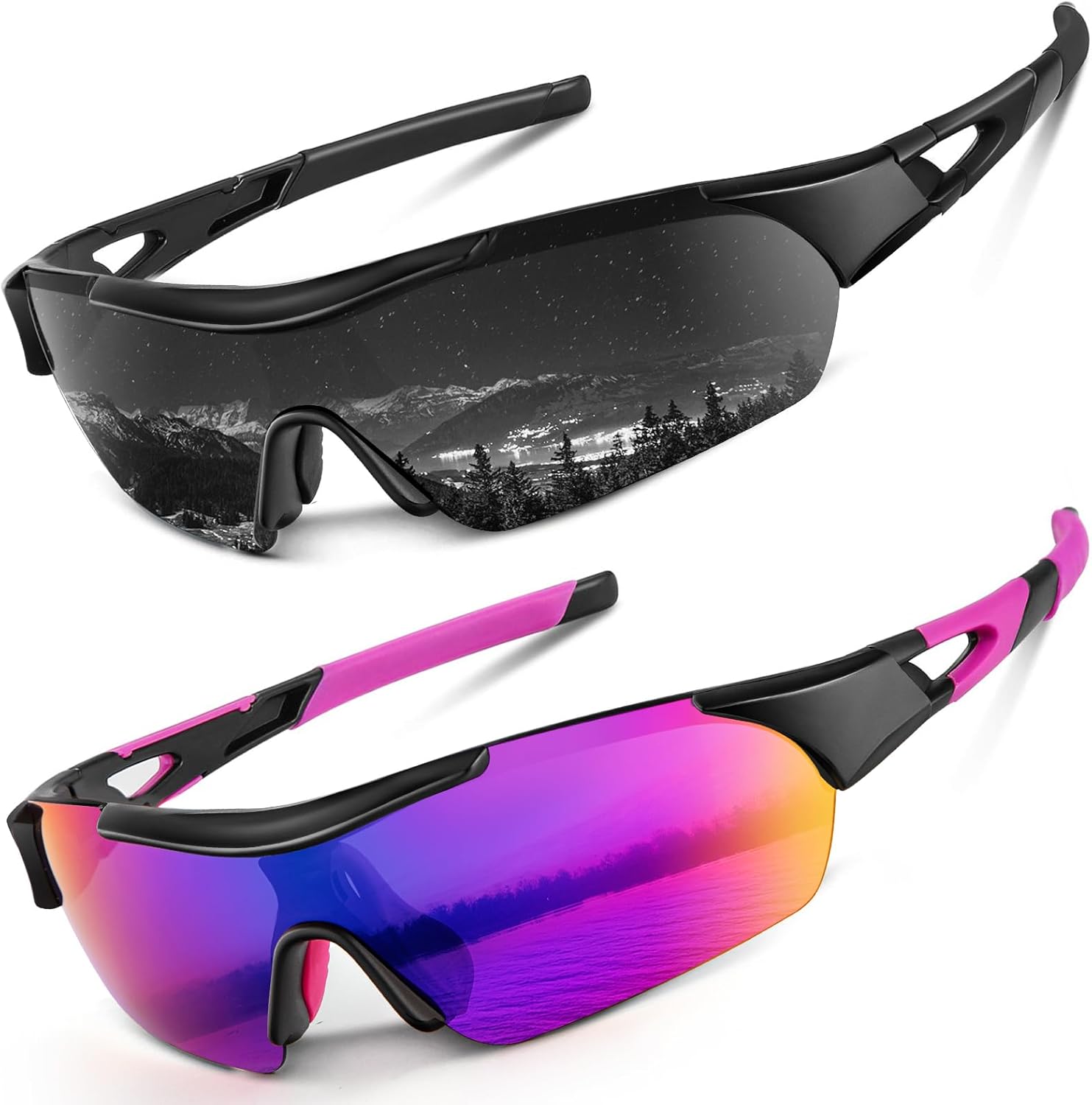 KALIYADI Gafas de sol deportivas polarizadas para hombre, lentes de sol polarizadas UV400 para ciclismo, béisbol, paquete de 3 unidades