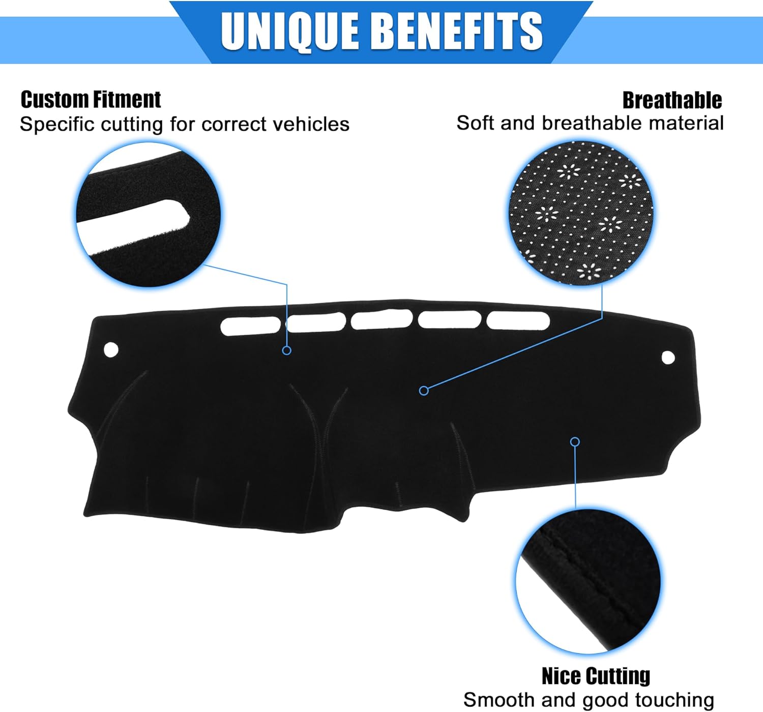 VekAuto Funda protectora de poliéster para salpicadero de automóvil, compatible con Nissan March 2010-2015, protector de poliéster negro para