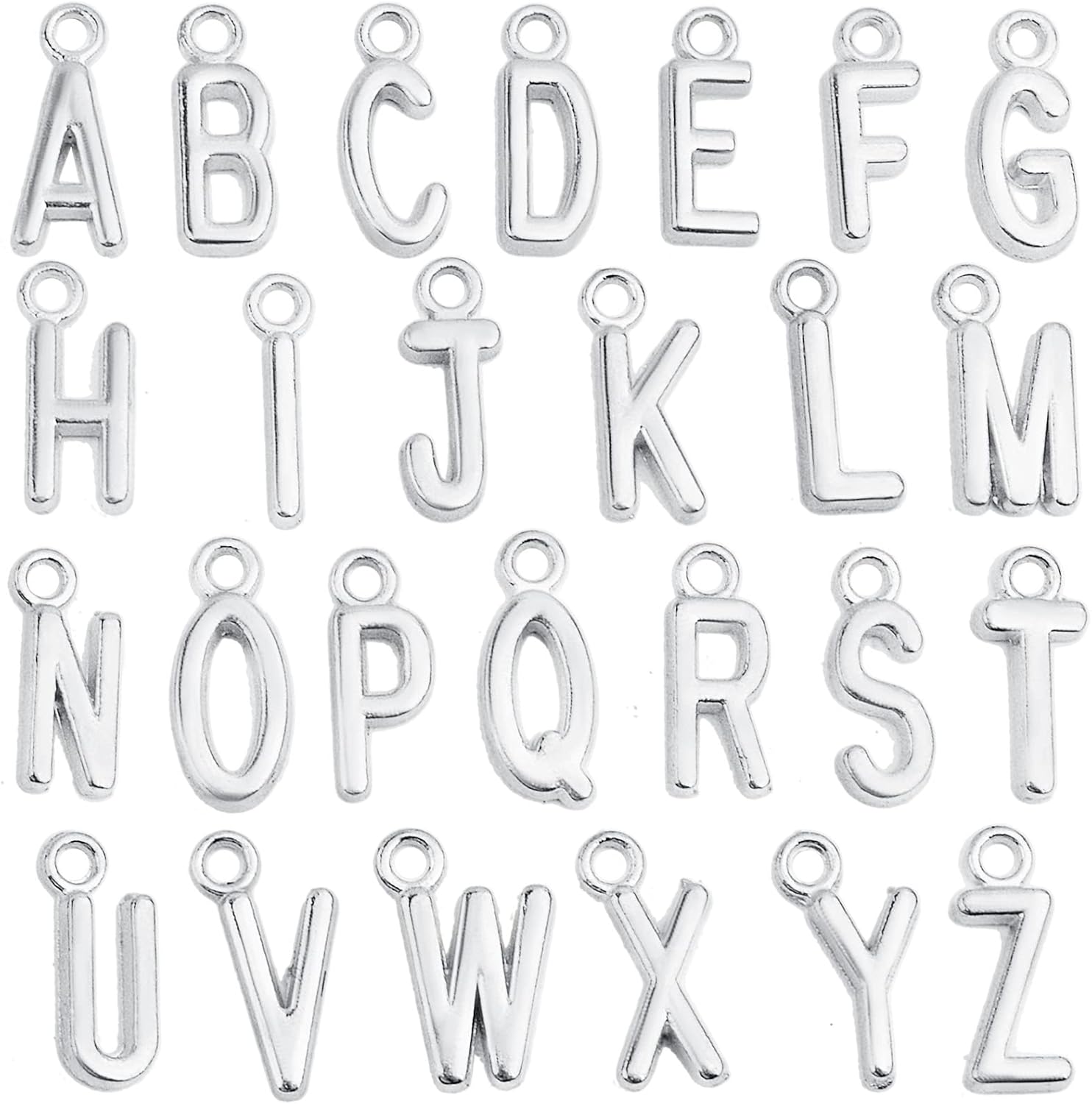 104 piezas (4 juegos) de aleación de letras del alfabeto, colgantes de letras iniciales de la A a la Z, accesorios para decoración de manualidades,