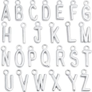 104 piezas (4 juegos) de aleación de letras del alfabeto, colgantes de letras iniciales de la A a la Z, accesorios para decoración de manualidades, 104 piezas (4 juegos) de aleación de letras del alfabeto, colgantes de letras iniciales de la A a la Z, accesorios para decoración de manualidades,