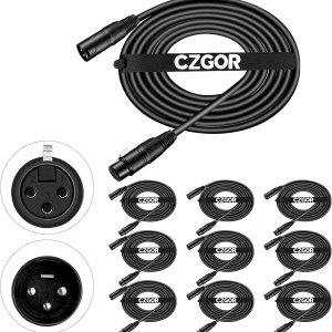 Cable DMX de 10 pies, paquete de 10 cables flexibles de señal XLR macho a hembra, adecuado para señal de iluminación de escenario, conexión XLR, Cable DMX de 10 pies, paquete de 10 cables flexibles de señal XLR macho a hembra, adecuado para señal de iluminación de escenario, conexión XLR,