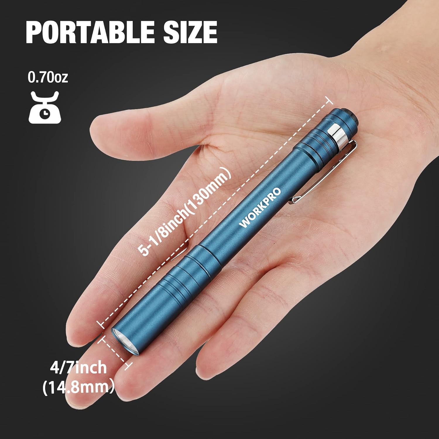 WORKPRO Juego de 4 luces azules para bolígrafo y 4 unidades de luces negras