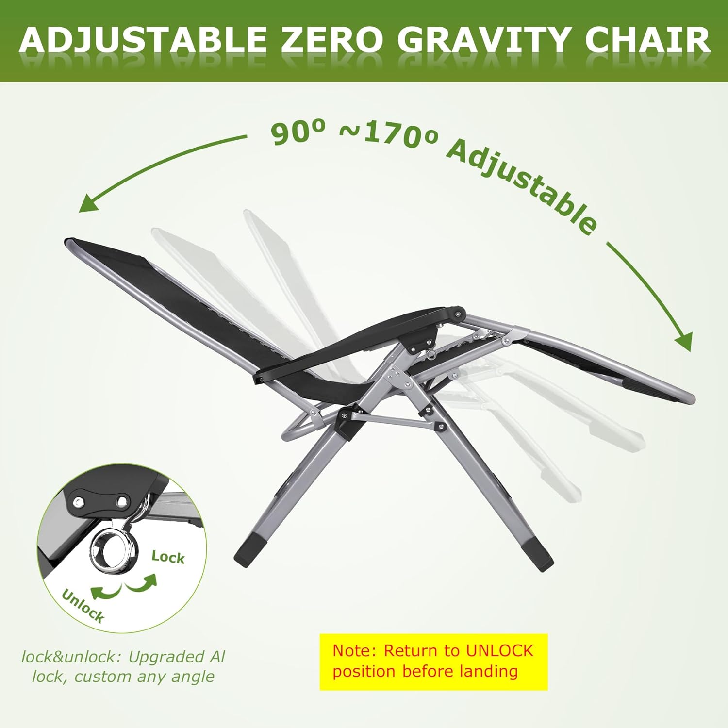Suteck Zero Gravity – Silla reclinable de camping con cojín extraíble, bloqueo mejorado y soporte para tazas, sillas reclinables de patio