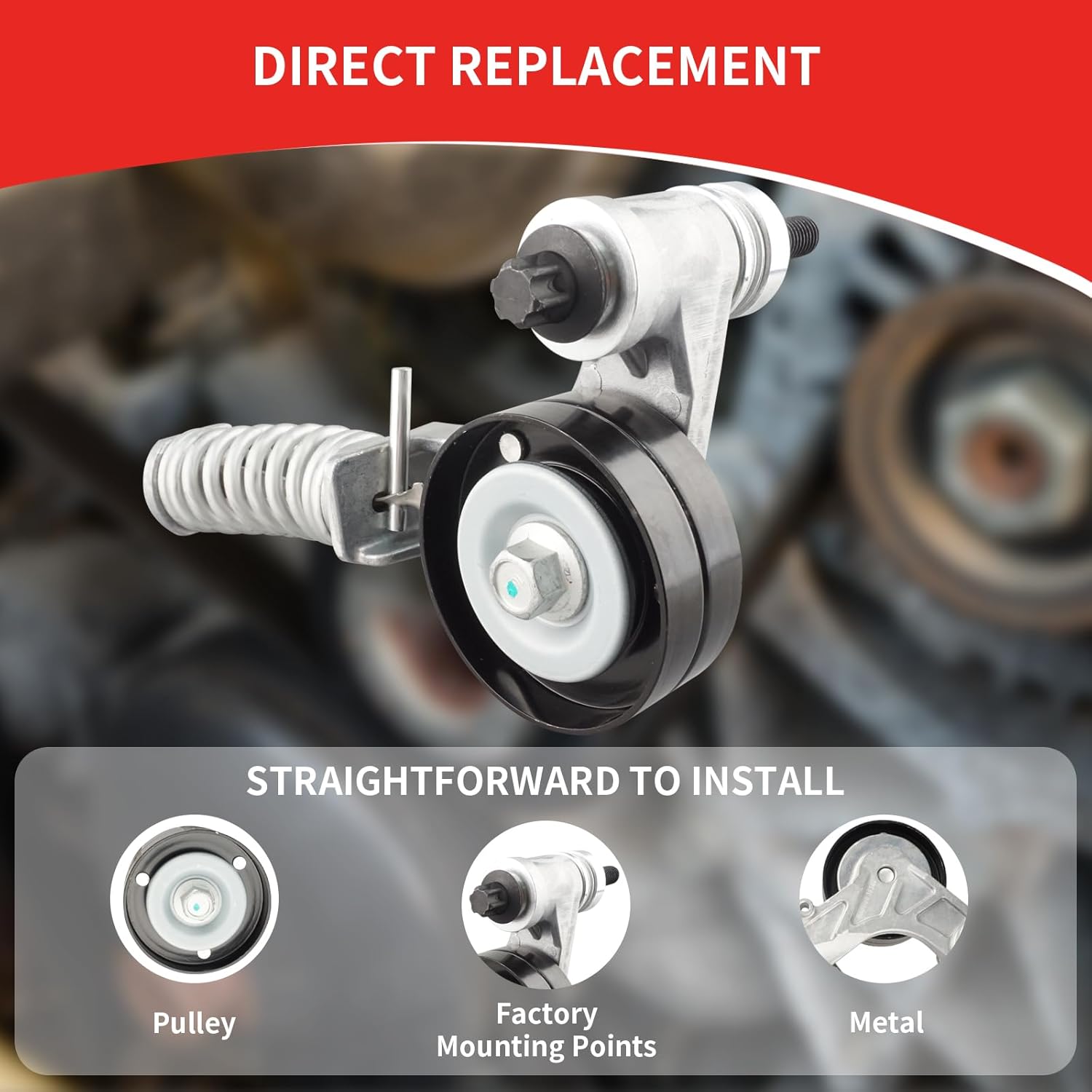 Rapuled 38344 55565236 Conjunto tensor de correa de transmisión con polea compatible con Chevrolet Cruze 2011-2016 Sonic 2012-2019 Trax 2013-2020
