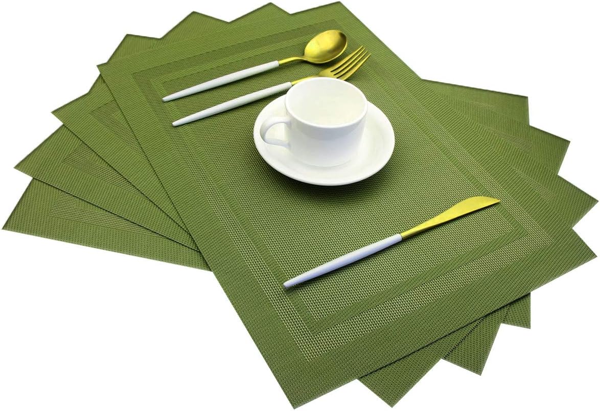 PIGCHCY Manteles individuales lavables de vinilo, elegantes manteles individuales resistentes al calor para mesa de comedor, juego de 4 unidades,