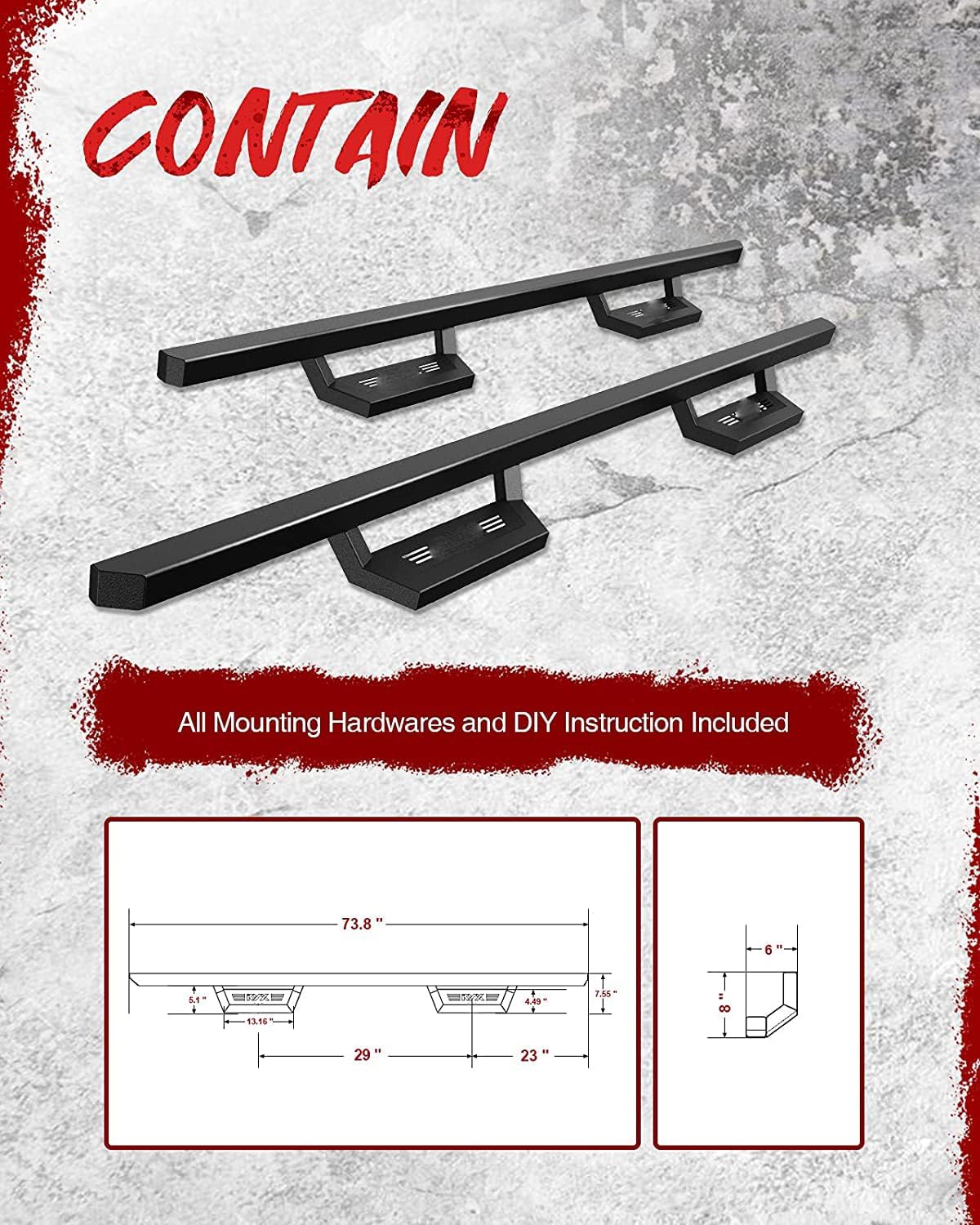 KAC Estribos, estribos compatibles con Ram 1500 Quad Crew Cab Pickup Truck Bar 2009-2018
