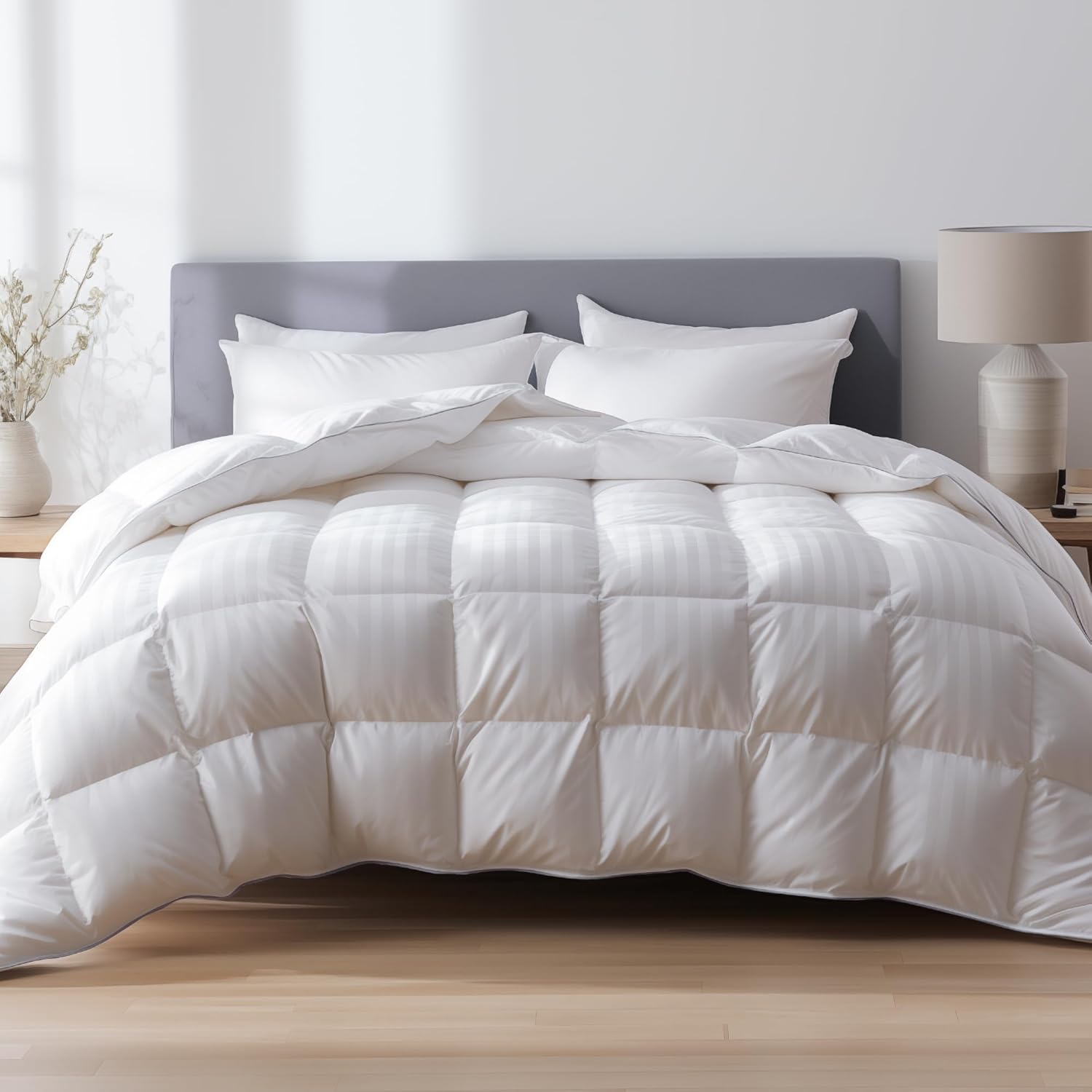 Edredón de plumón tamaño estándar, relleno de edredón para todas las estaciones, para ropa de cama, colección de hotel, edredón de plumas blancas,