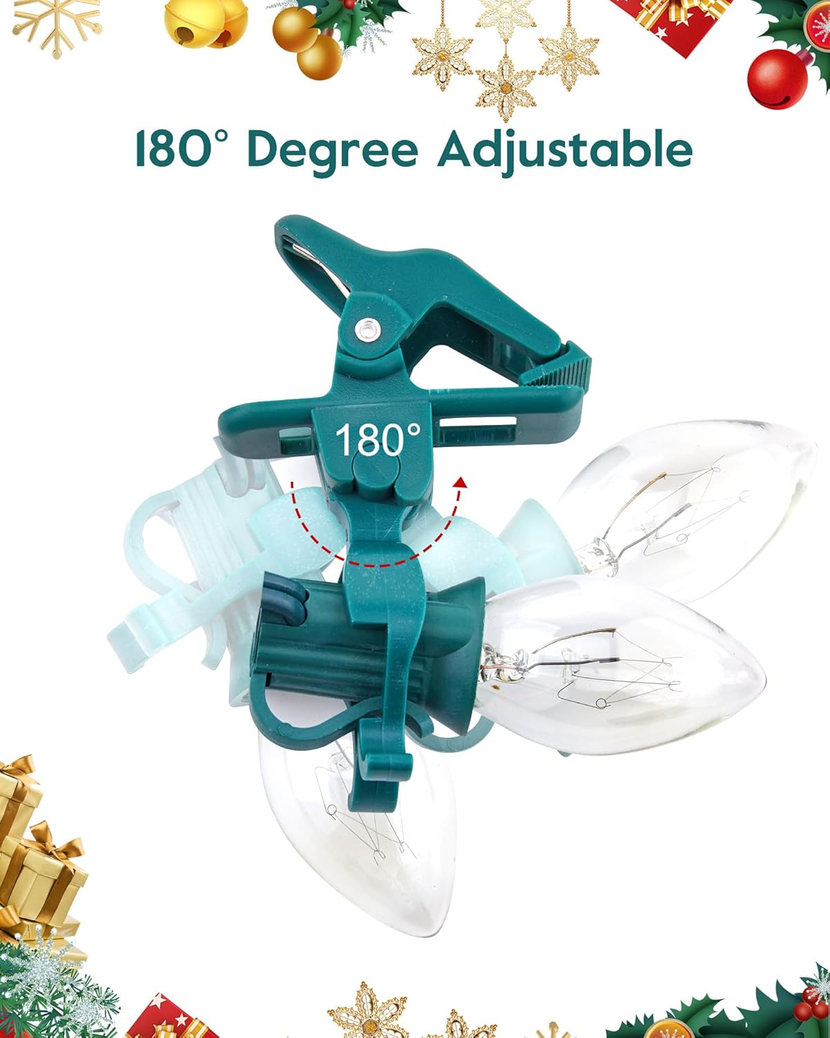 C7 C9 – Clips de resorte universales para luces navideñas, 50 clips de resorte rápido para decoraciones de luz navideña, clips de tejas y canalones