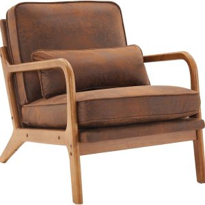 Lestar Silla de salón individual, sillas de sofá de acento moderno, asiento tapizado de tela bronceadora con cojín de respaldo y almohada para sala Lestar Silla de salón individual, sillas de sofá de acento moderno, asiento tapizado de tela bronceadora con cojín de respaldo y almohada para sala