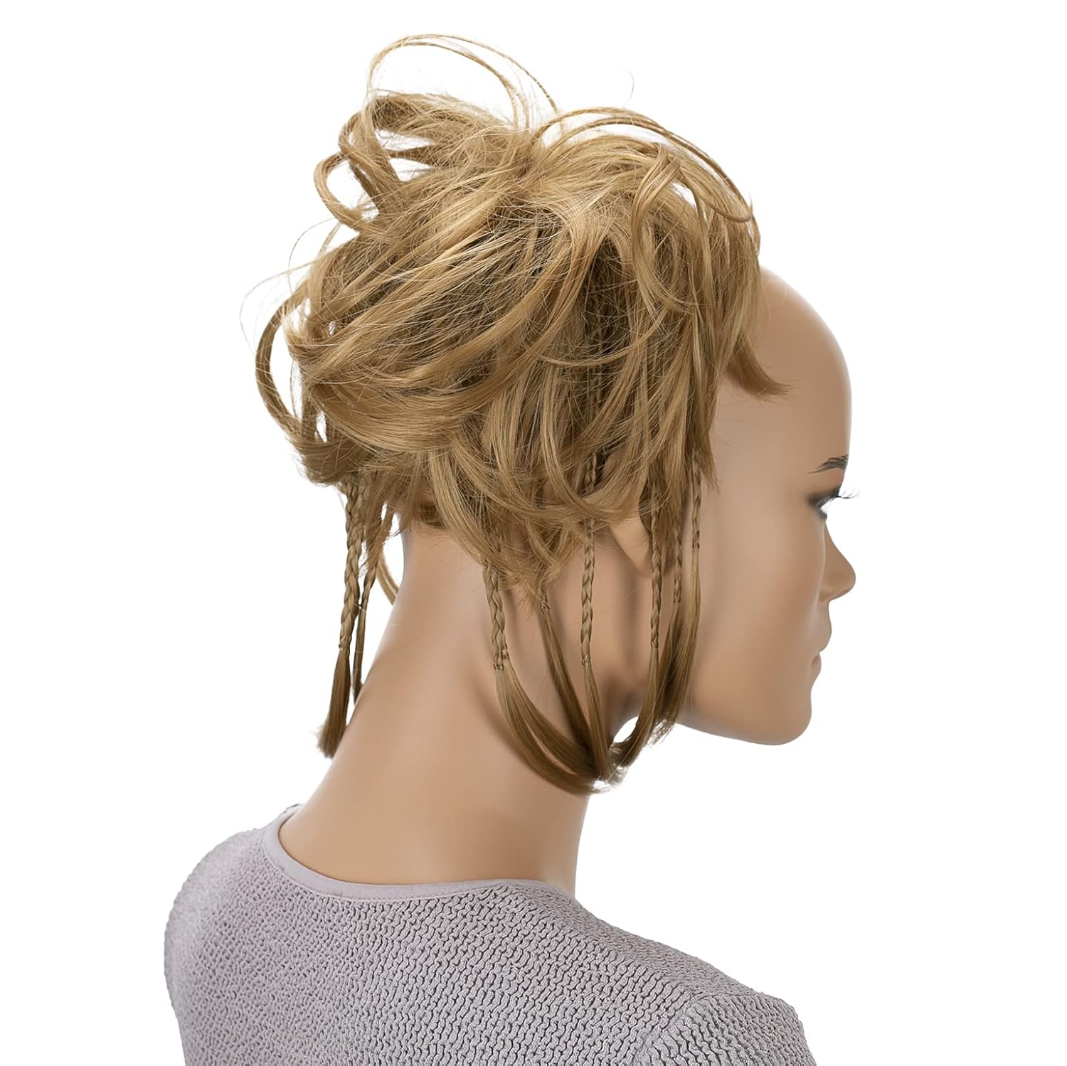 CAISHA Prettyshop – Banda elástica grande XXL tipo postizo de cabello trenzado apenas ondulado, ideal para peinados recogidos o rodetes desaliñados,