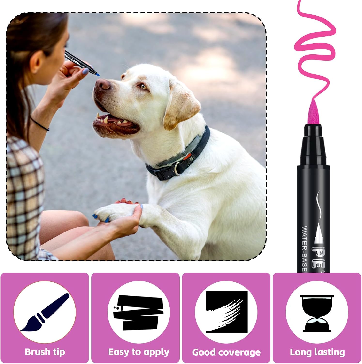 Esmalte de uñas para perro, 18 colores, de secado rápido, no tóxico, inodoro, fácil de aplicar con puntas de pincel, larga duración, uñas para