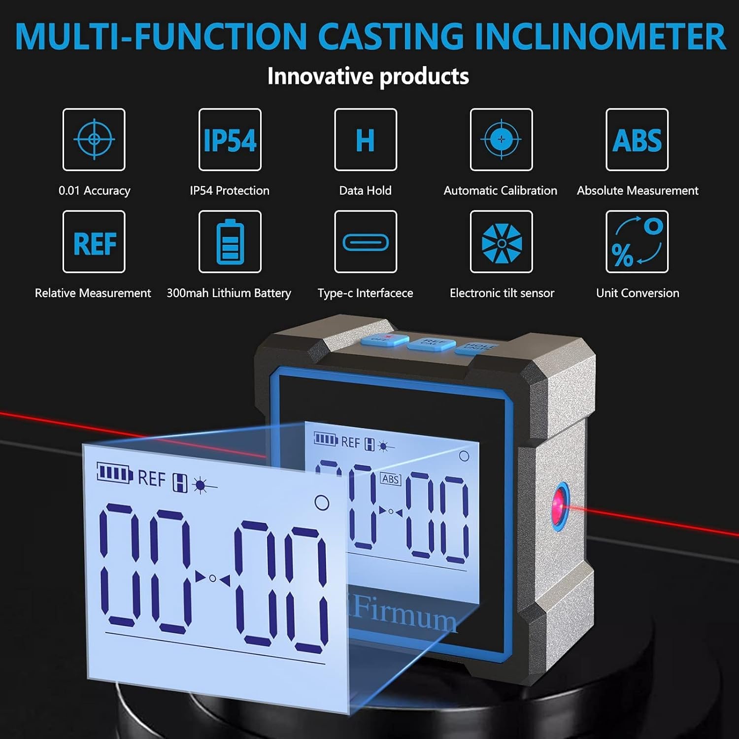 Buscador de ángulo digital y nivel electrónico,Nivel digital 3 en 1transportadorinclinómetromedidor de ángulo,Caja de nivel magnético