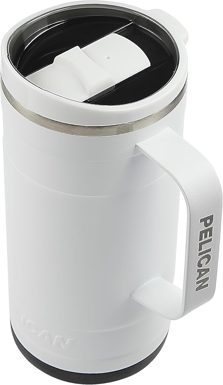 Pelican Hydration Pelican Ridge – Vaso aislado al vacío de 18 onzas, acero inoxidable reciclado de doble pared de viaje con doble tapa, taza de café