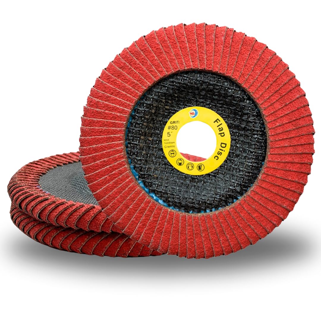 WA 3PACK – Disco de cerámica VSM de 5 pulgadas x 78 pulgadas con borde curvado 80# para soldadura de filete, tipo radial curvo, disco de lijado de