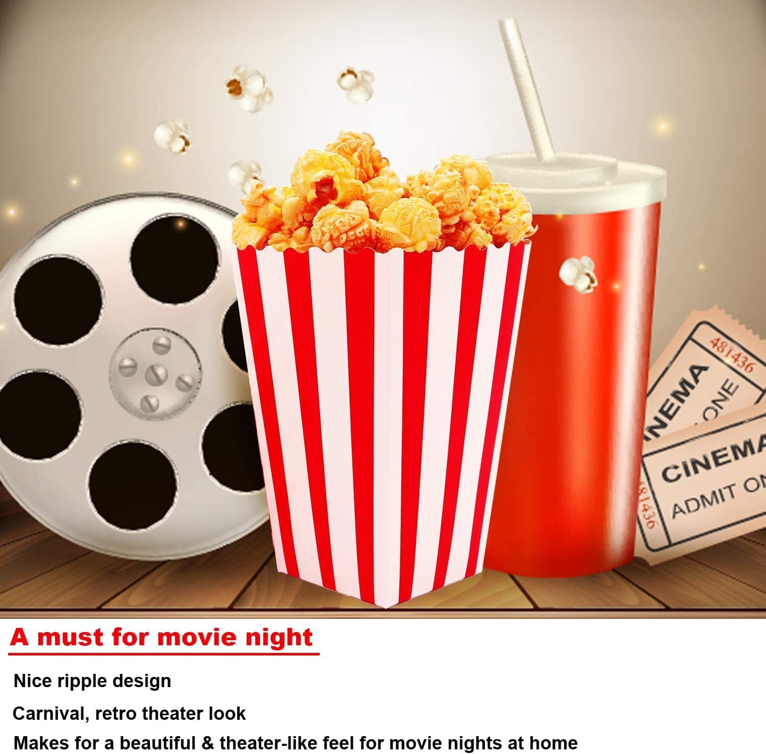 100 cajas pequeñas para palomitas de maíz para noche de cine, contenedores individuales para dulces, bolsas de palomitas de maíz para fiestas,