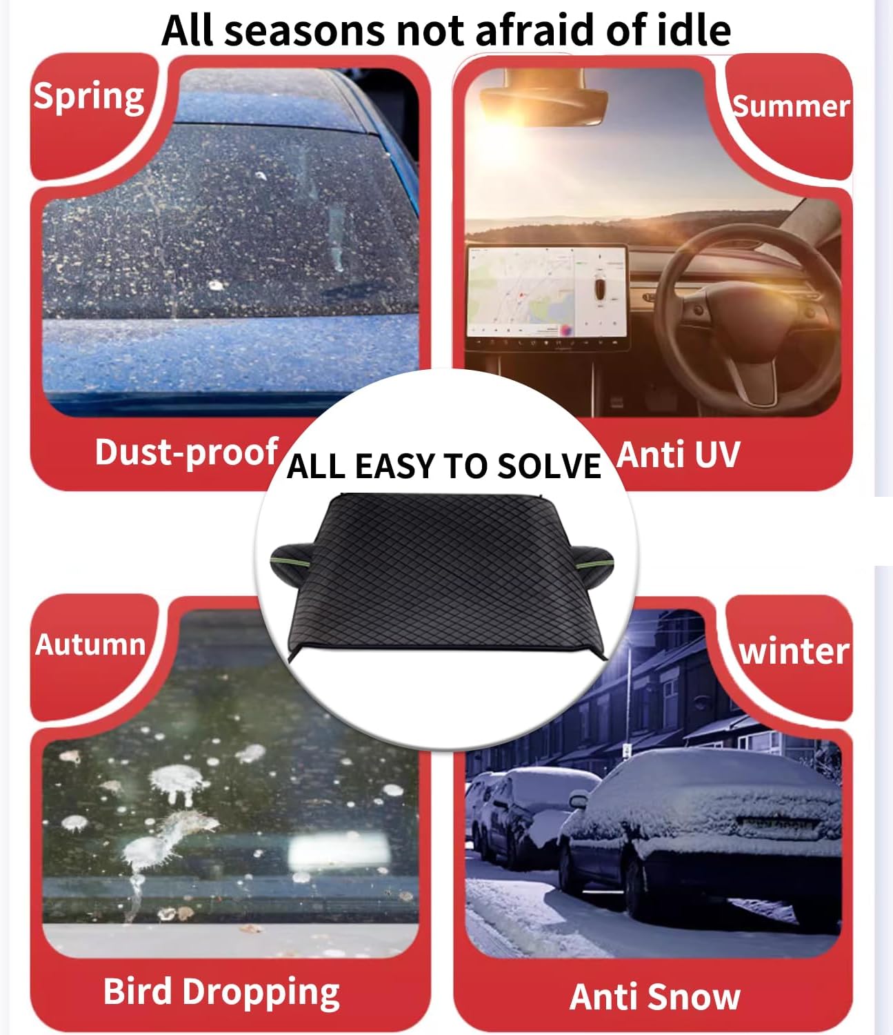 Cubiertas de nieve personalizadas para parabrisas, 8 capas de protección resistente al viento, protección contra heladas, hielo, sol, nieve, UV,