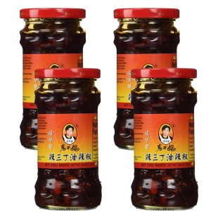 Laoganma Salsa de chile picante LA San Ding 9.88oz, paquete de 4 Laoganma Salsa de chile picante LA San Ding 9.88oz, paquete de 4