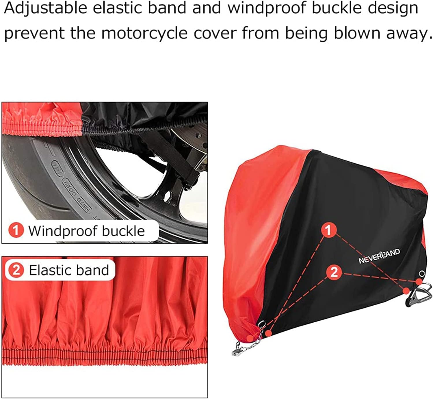 NEVERLAND Funda impermeable para motocicleta al aire libre, fundas de motocicleta para scooter, resistentes con agujeros de bloqueo, vendaje, bolsa