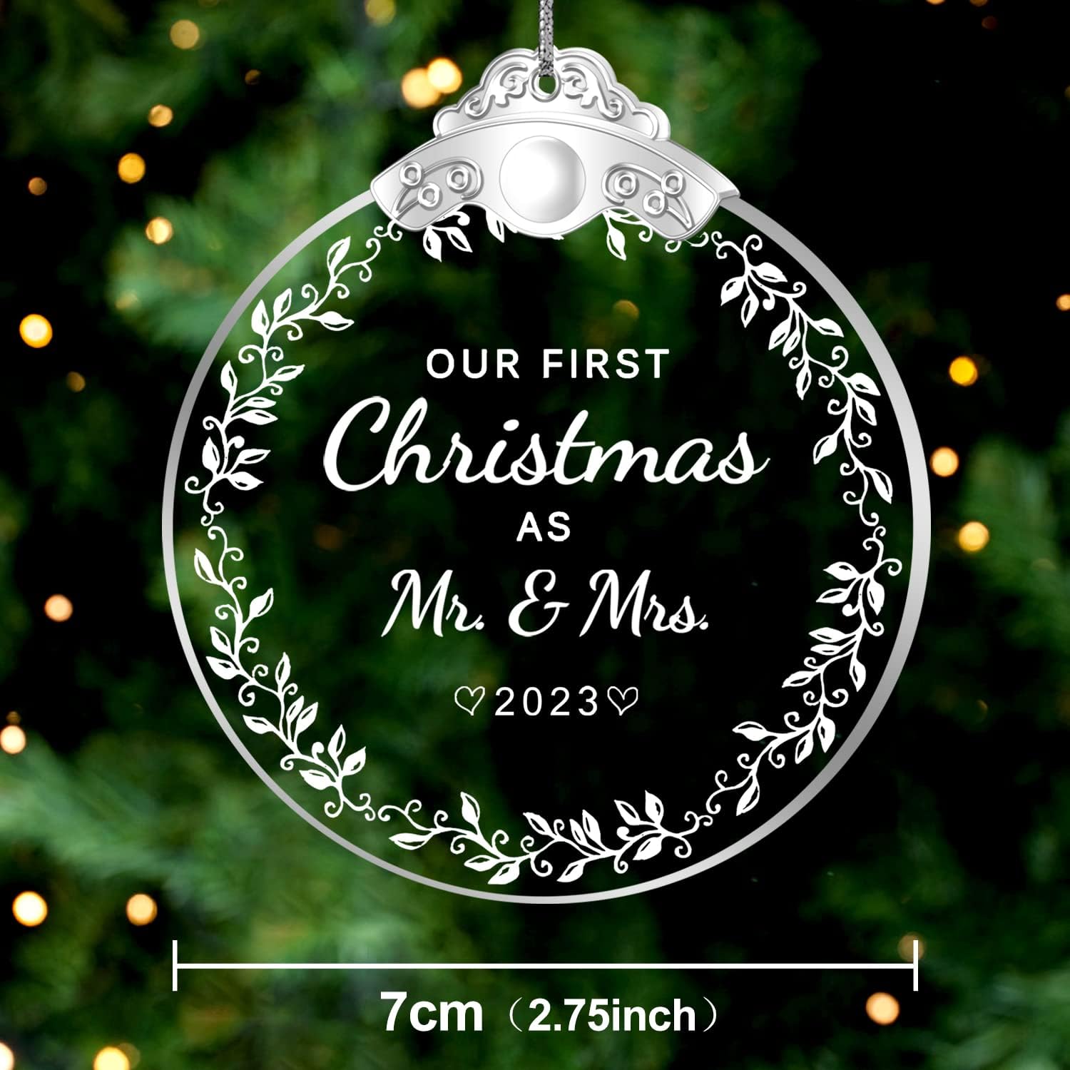 Adorno de cristal Our First Christmas As Mr & Mrs 2023, nuestro primer adorno navideño para casados, regalos de decoración de Navidad para parejas