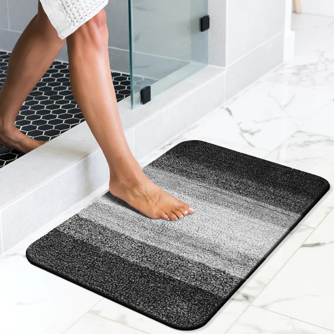 Alfombra de baño de 36 x 24 pulgadas, suave, absorbente, antideslizante, 100% algodón, alfombra de baño de felpa peluda, lavable a máquina, para