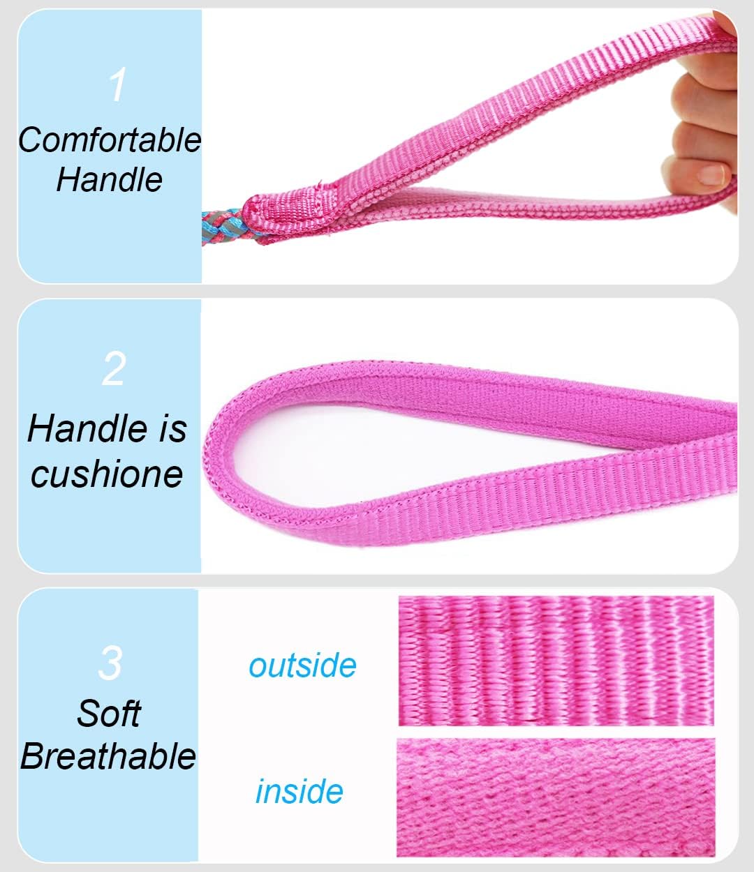 Mycicy Correa de cuerda para perro, correa reflectante de 234610 pies, correa de entrenamiento para perros grandes y medianos y pequeños (rosa, 2