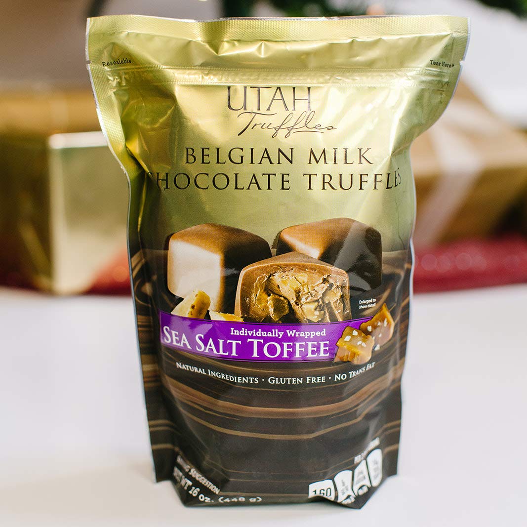 Utah Truffles – Caramelo de chocolate con leche belga envuelto individualmente, naturalmente sin gluten, trufa natural cremosa y suave, 16 onzas,