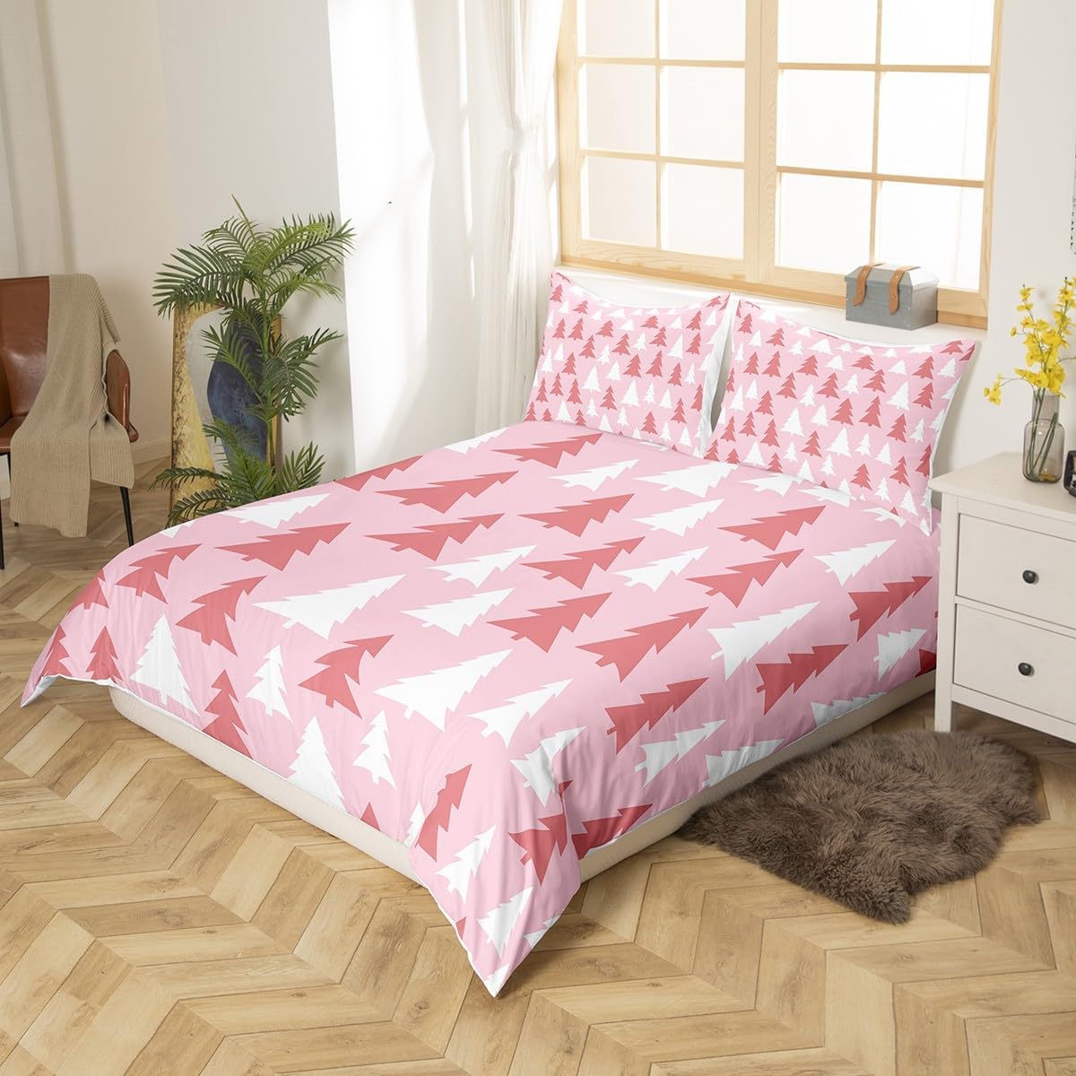Funda de edredón de árbol de Navidad, funda de edredón de pino de Navidad para niñas, mujeres y niños, juego de ropa de cama de Navidad para Año