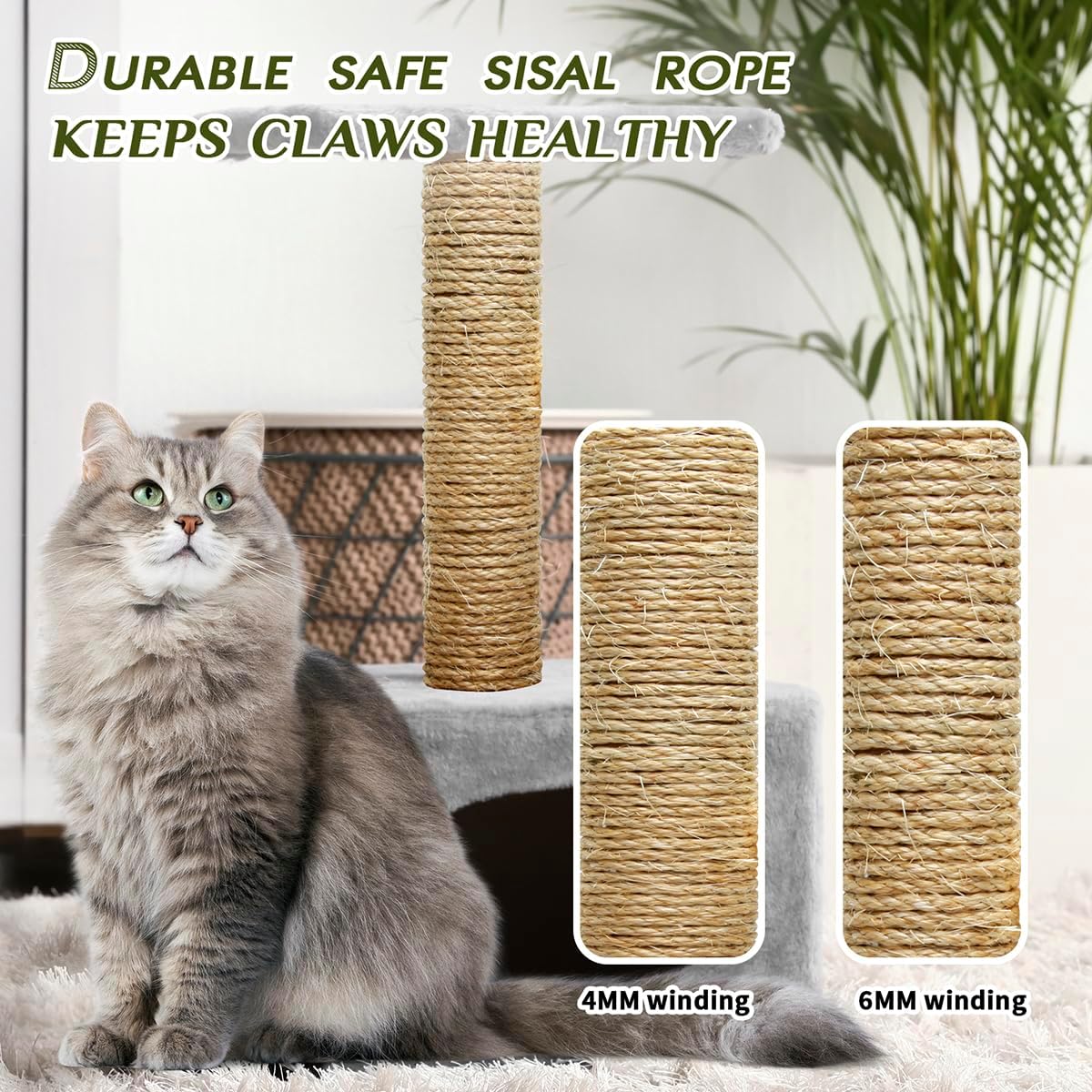 Cuerda de sisal para rascador de gatos, 532 pulgadas de diámetro, cuerda de 164 pies para rascador de gatos, piezas de repuesto de torre de árbol,