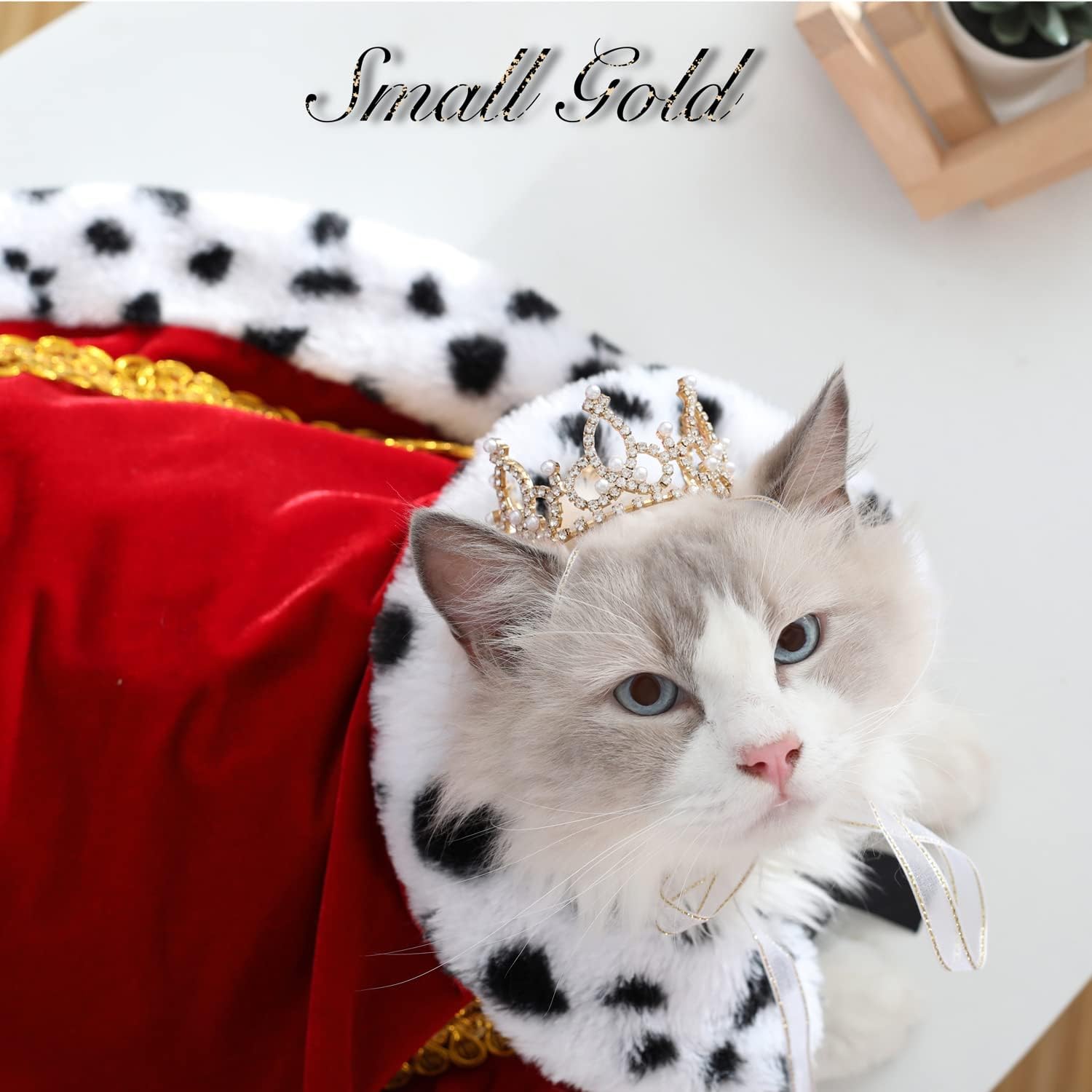 Lovelyshop Pet Series – Corona redonda completa para perro y gato con diamantes de imitación reales, chapada en oro, accesorios para el cabello,