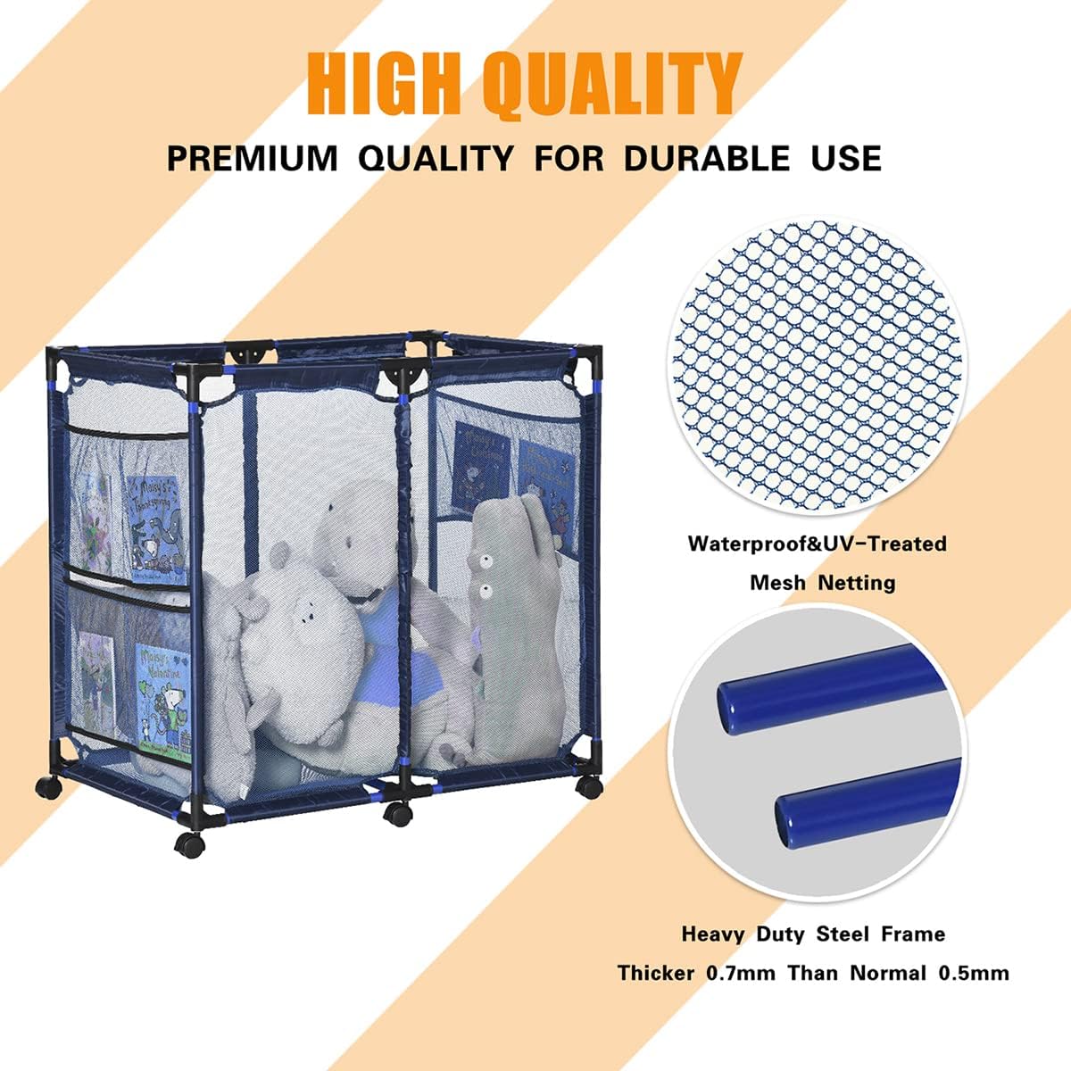 Cesta de bolas para interiores y exteriores, organizador de almacenamiento de piscina, carrito rodante, contenedor de malla lateral para organizador