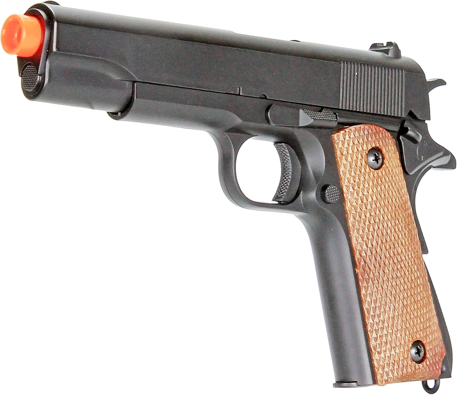 BBTac 1911 Airsoft Spring Pistol Airsoft Gun M21 High FPS con martillo de trabajo y agarre de seguridad Color madera