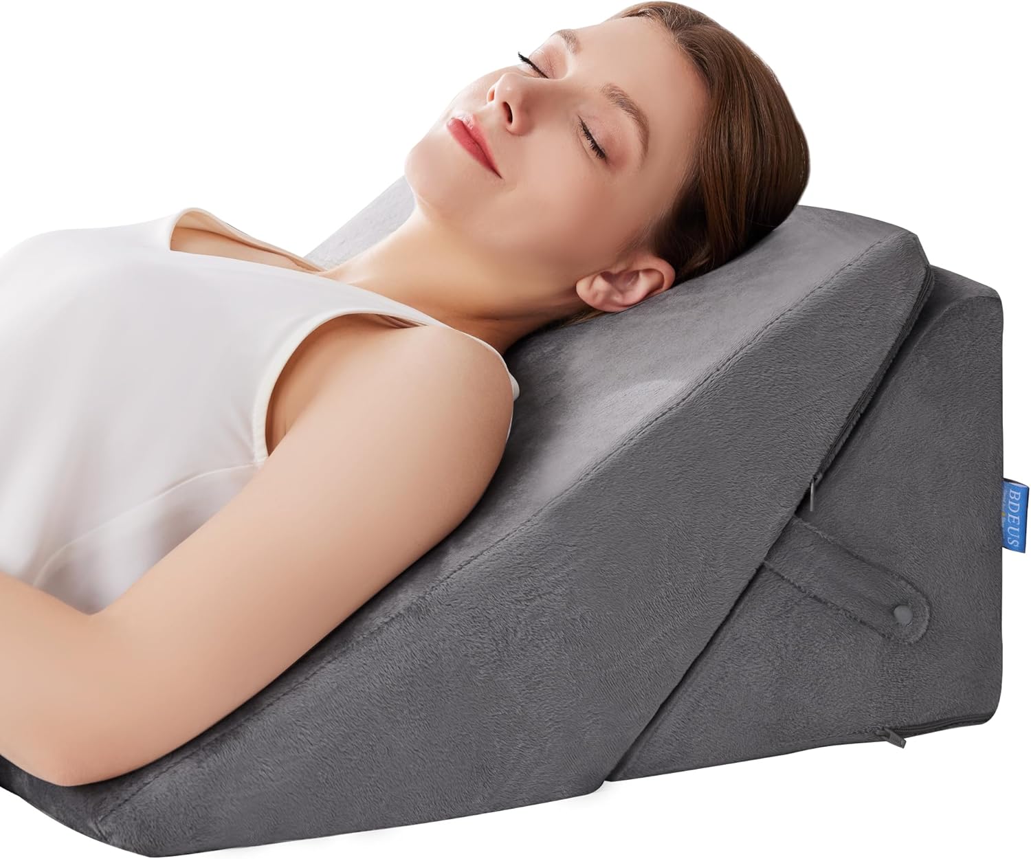 BDEUS Almohada de cuña de cama para dormir, espuma viscoelástica ajustable de 9 y 12 pulgadas de inclinación, almohada de cuña para soporte de