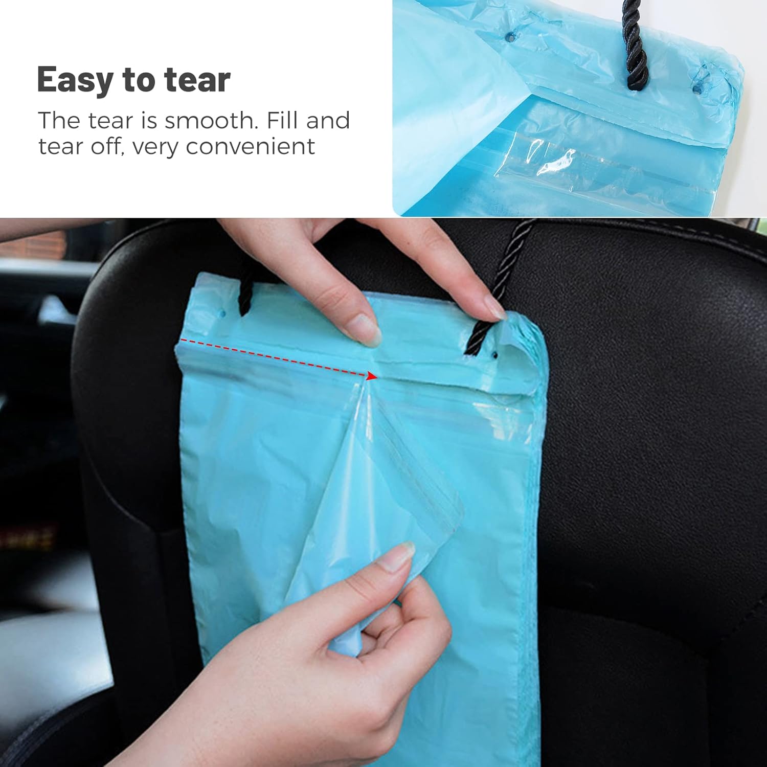 100 bolsas de basura desechables para automóvil para colgar con asa, fácil de pegar, duradera, impermeable, desechable, para automóvil, dormitorio,