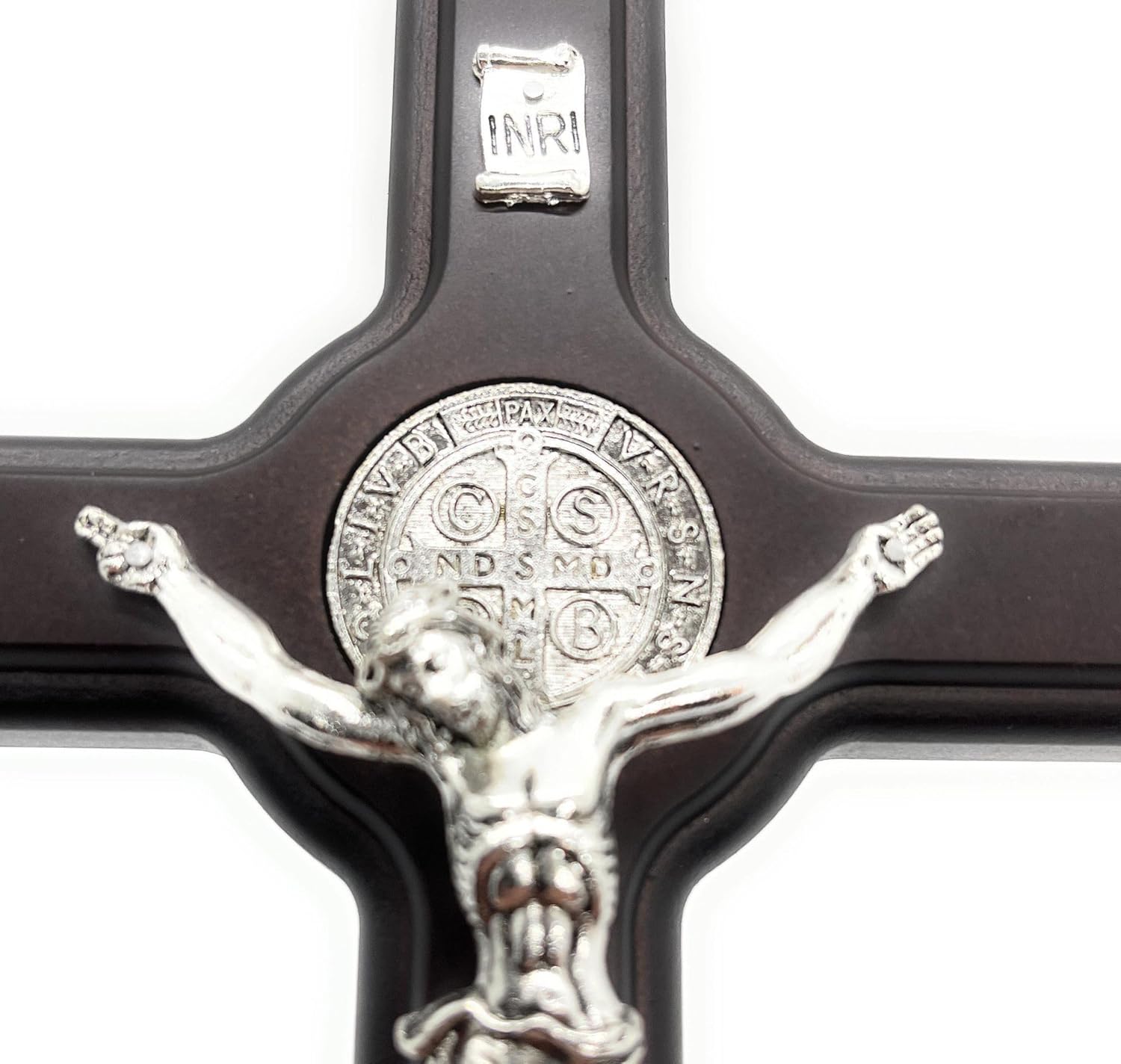 San Francis Imports Crucifijo de San Benito para pared, cruz de metal hecha a mano, cruz de metal de San Benito, crucifijo católico, 8 pulgadas,