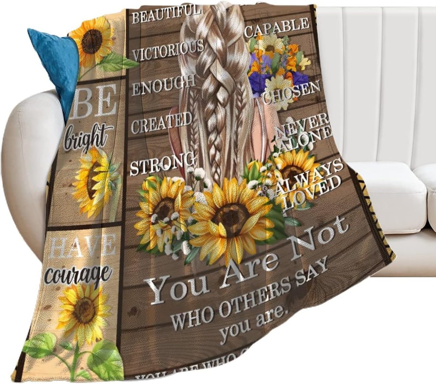 Manta de girasol con texto en inglés “God Says You are”, para mujeres, niños y niñas, regalo de franela suave y ligera, para sofá, decorativa, 50 x