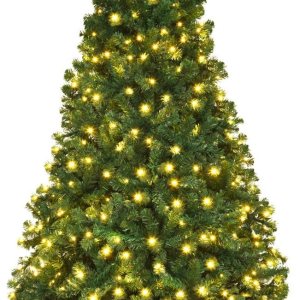 Goplus Árbol de Navidad artificial pre-iluminado, árbol de abeto con bisagras de alta calidad, con luces LED y soporte de metal, fácil de montar, Goplus Árbol de Navidad artificial pre-iluminado, árbol de abeto con bisagras de alta calidad, con luces LED y soporte de metal, fácil de montar,