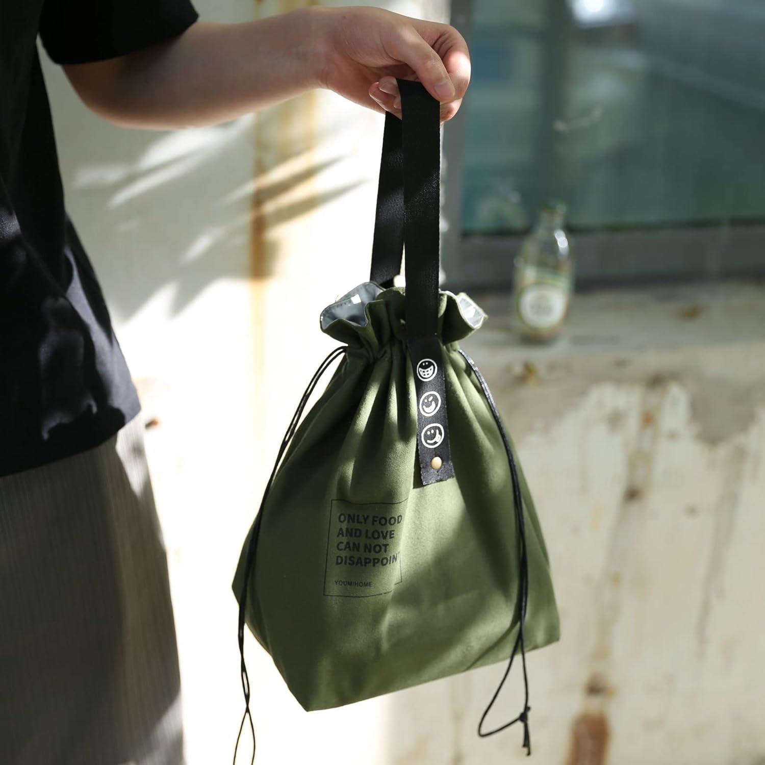 Lonchera para niños, lonchera con cordón de lona con aislamiento grande, bolsas de mano, loncheras reutilizables para adultos con resistente al agua