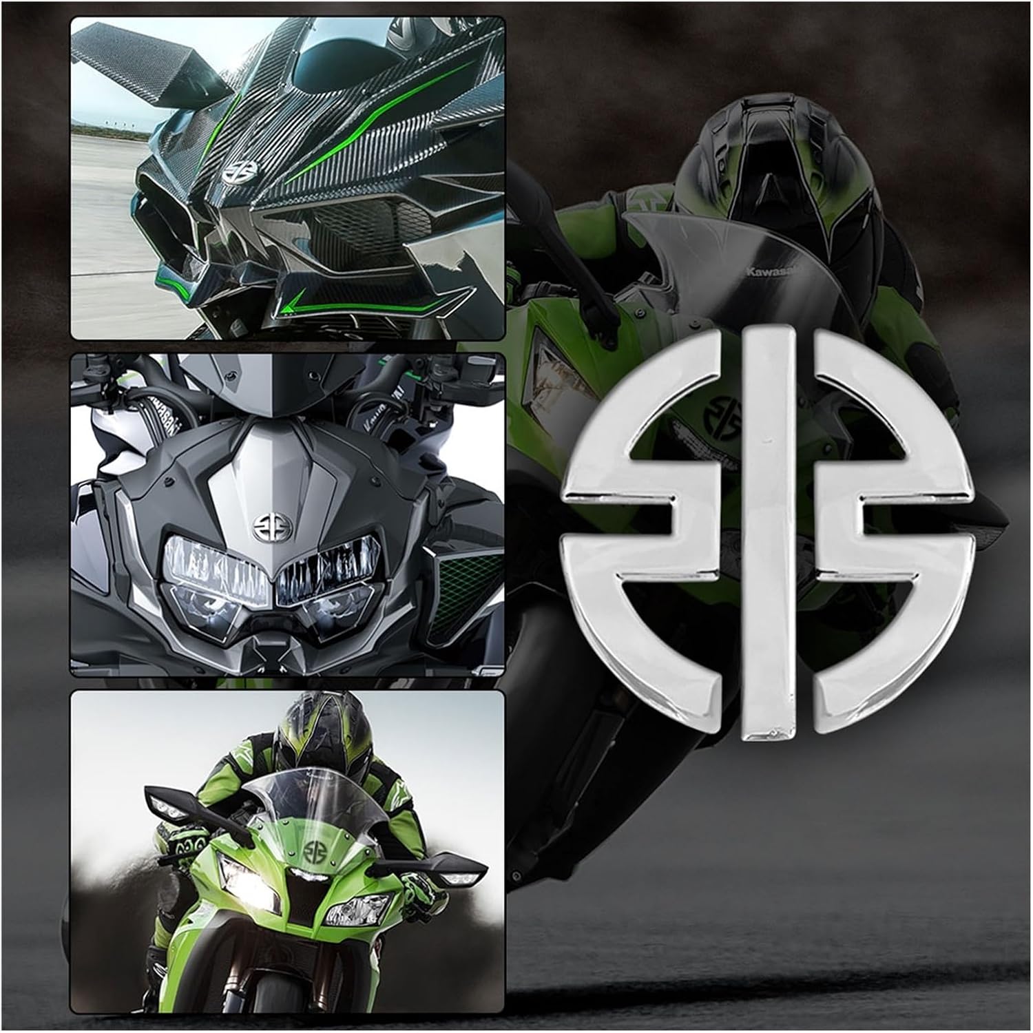 Para Kawasaki Ninja400 H2 H2sx H2 H2R 3D Carenado Logo Pegatina Pegatina Oro Rojo Negro Plata llamativo bolsa (Color  NEGRO)