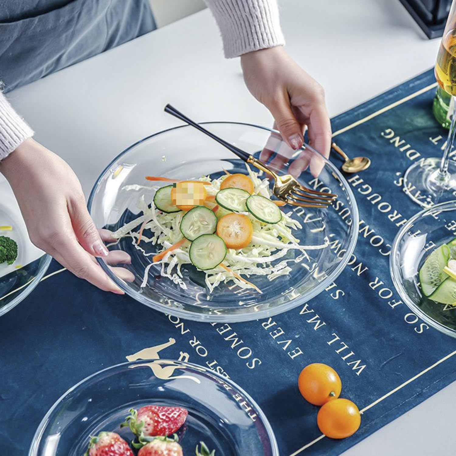 VIPHIEC Platos redondos de vidrio templado de 7 pulgadas, pequeños mini aperitivos, frutas, ensaladas y pasteles, juego de 3